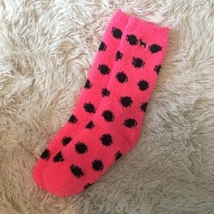 PINK Polka Dot Fuzzy Socks ❤️